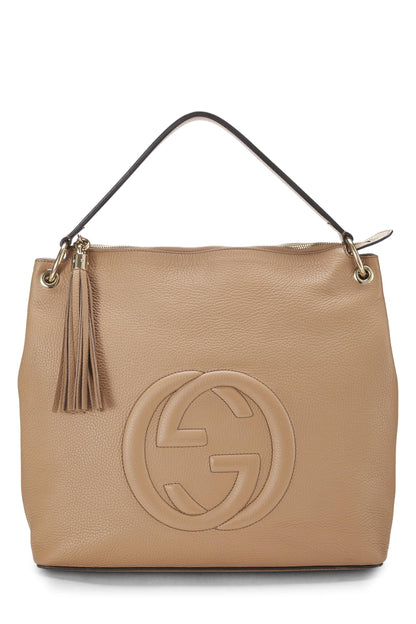 Gucci, sac à main convertible Soho en cuir beige d'occasion, grand modèle, beige