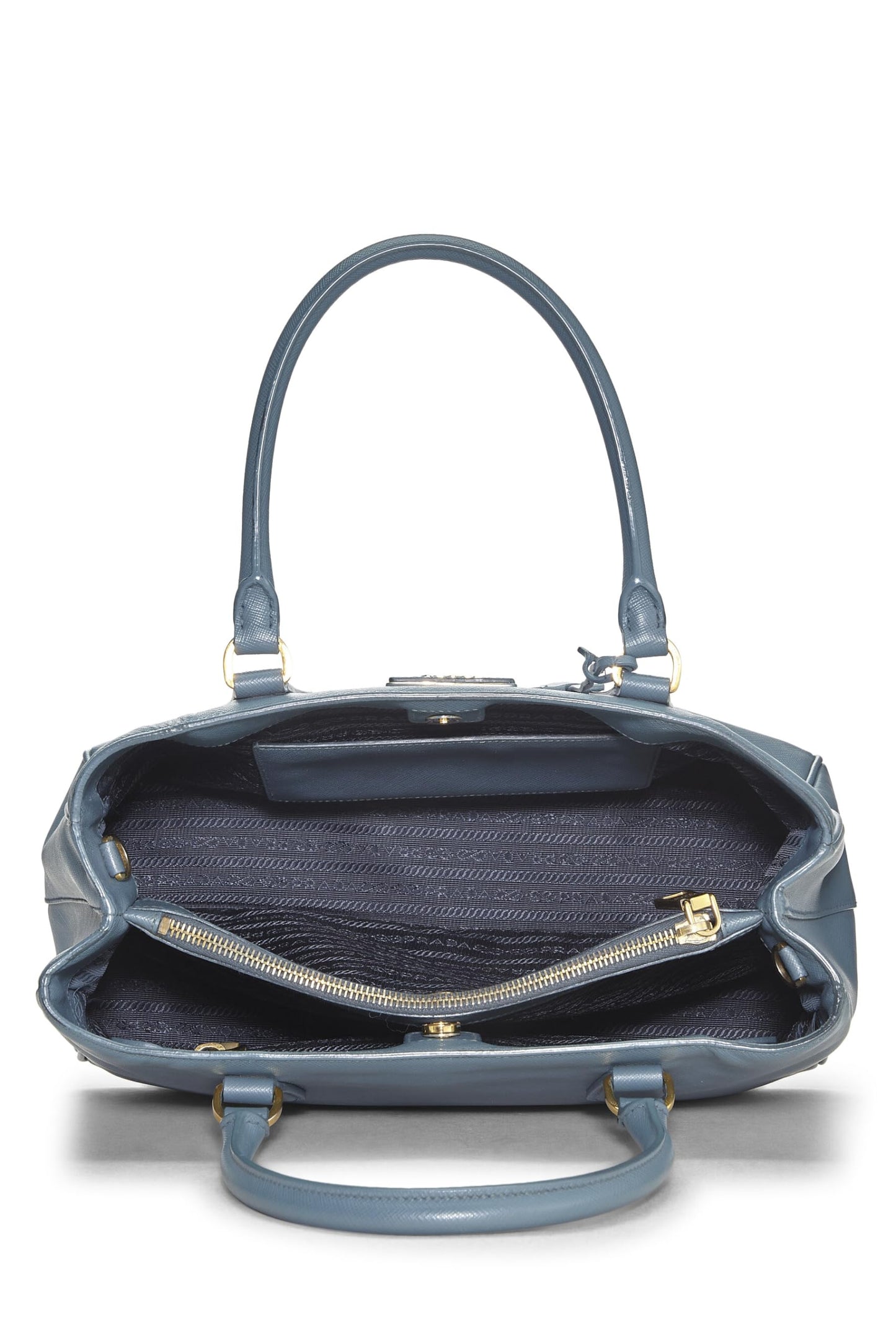 Prada, sac fourre-tout Executive moyen en saffiano bleu d'occasion, bleu