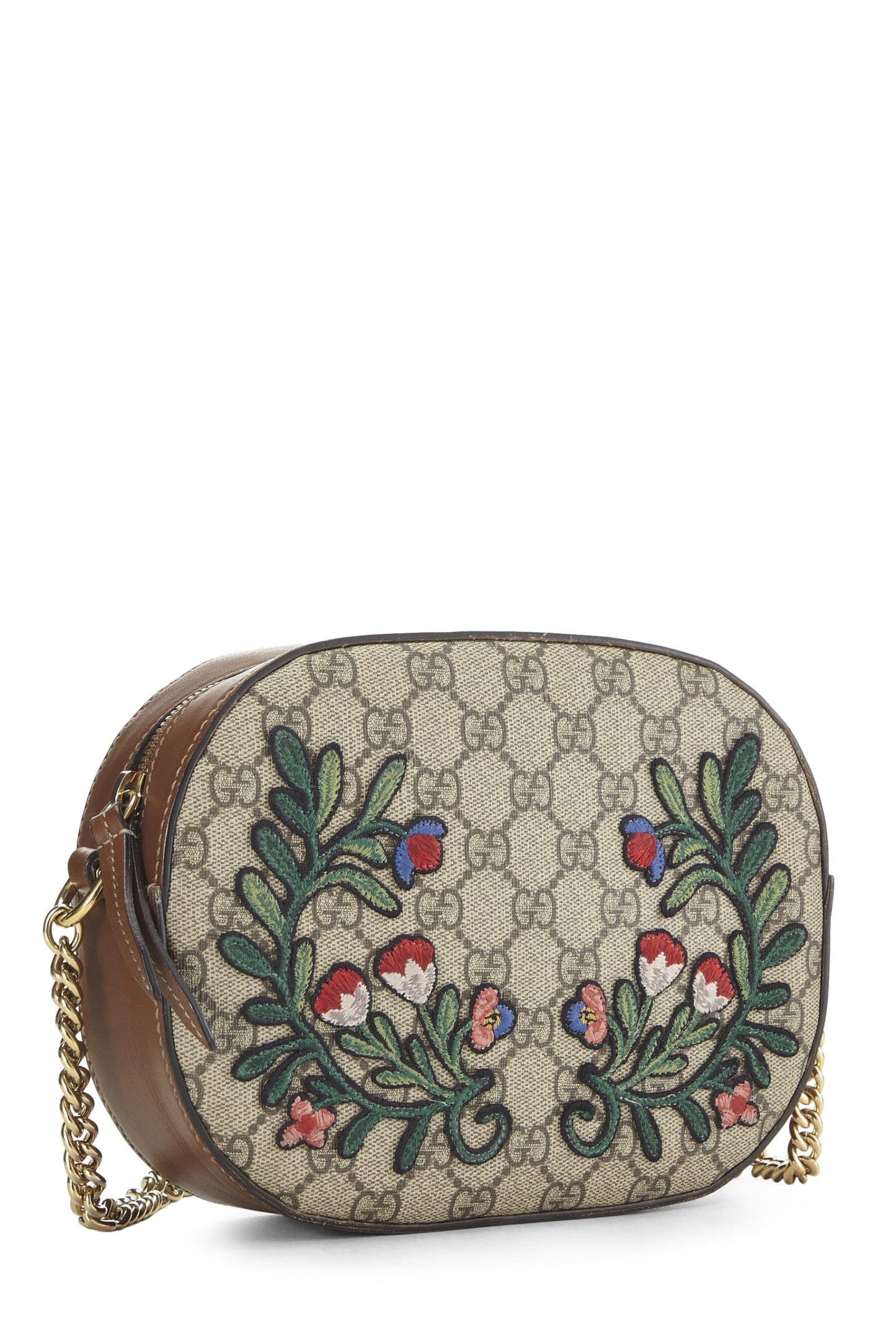 Gucci, Bolso bandolera mini con estampado floral de lona GG Supreme original de Pre-Loved, Marrón