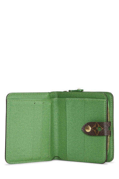 Louis Vuitton, Compact Zippy perforé en toile Monogram verte d'occasion, vert