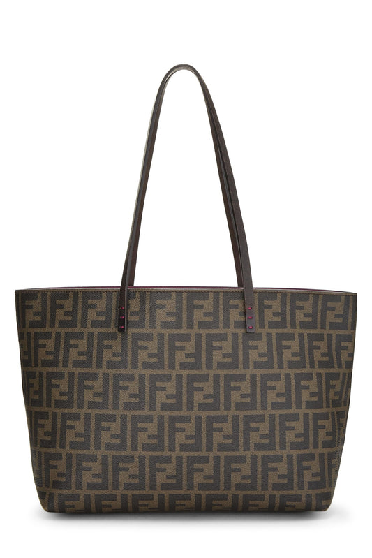 Fendi, Pre-Loved Purple Zucca Coated Canvas Roll Tote, Purple