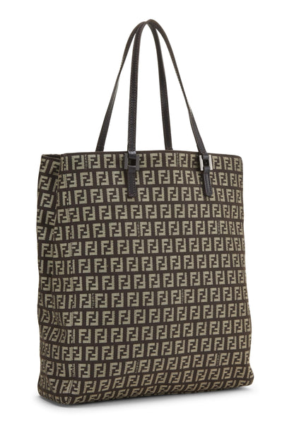 Fendi, Pre-Loved Brown Zucca Canvas Selleria Vertical Tote Small, Brown