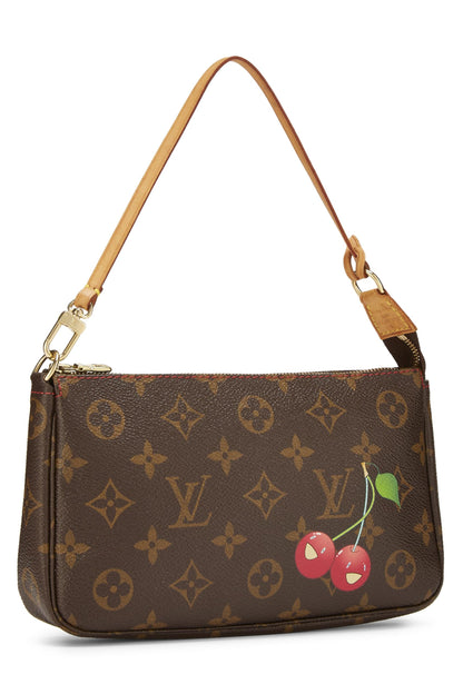 Louis Vuitton, accesorios pre-Loved Takashi Murakami x Louis Vuitton Monogram Cerises Pochette, Marrón