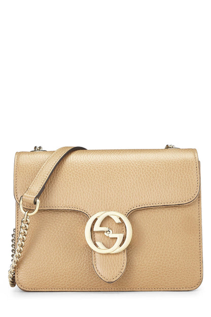 Gucci, petit sac à bandoulière entrelacé en cuir beige d'occasion, beige