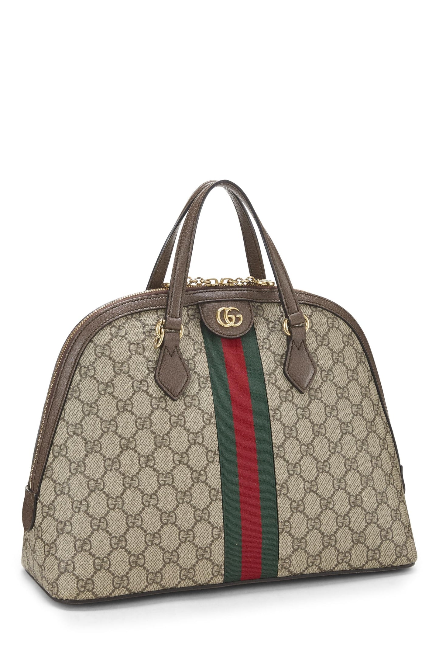 Gucci, Bolso de hombro pequeño con cúpula Ophidia Original GG Supreme Brown Pre-Loved, Marrón