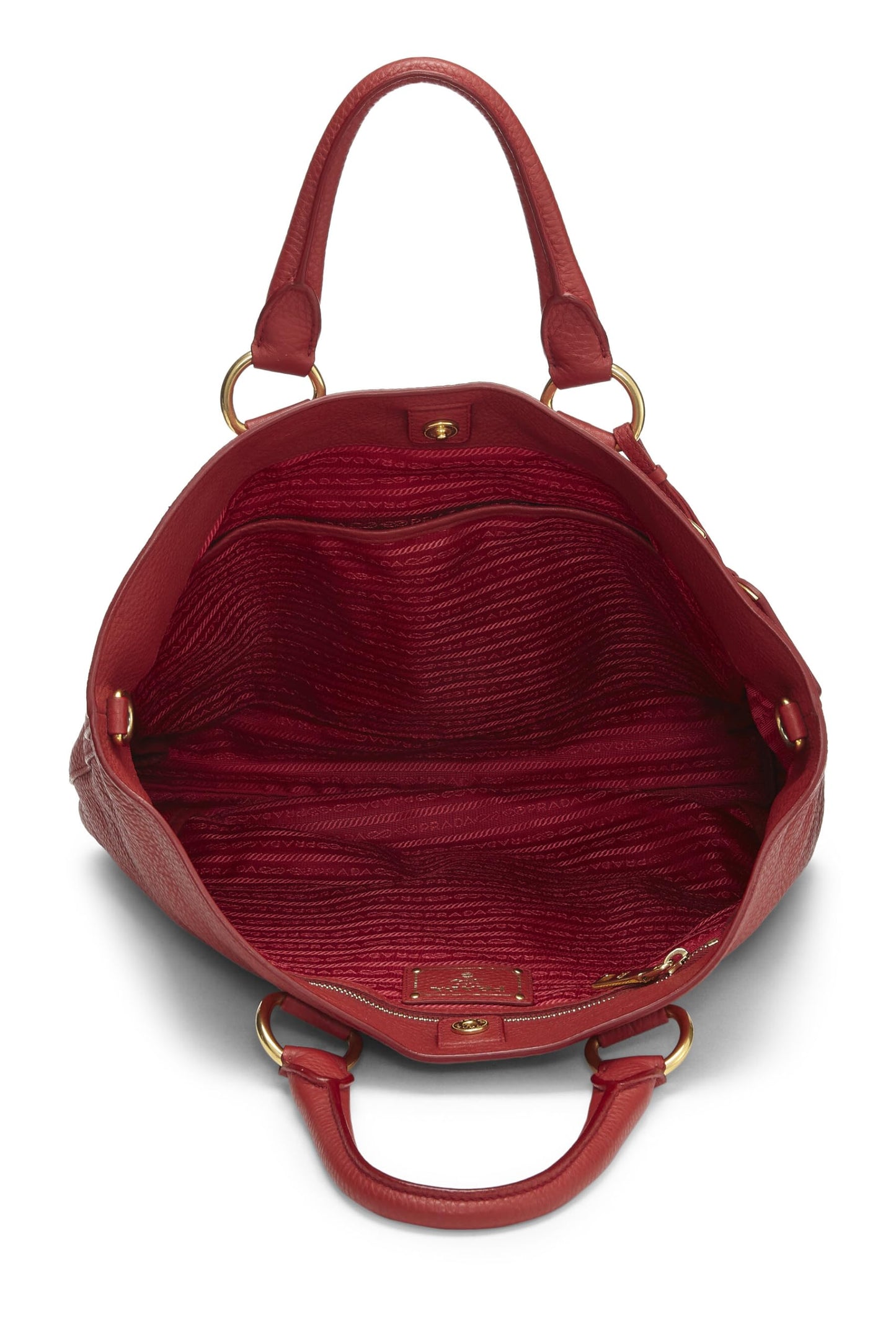 Prada, sac cabas convertible Vitello Daino Red d'occasion de taille moyenne, rouge