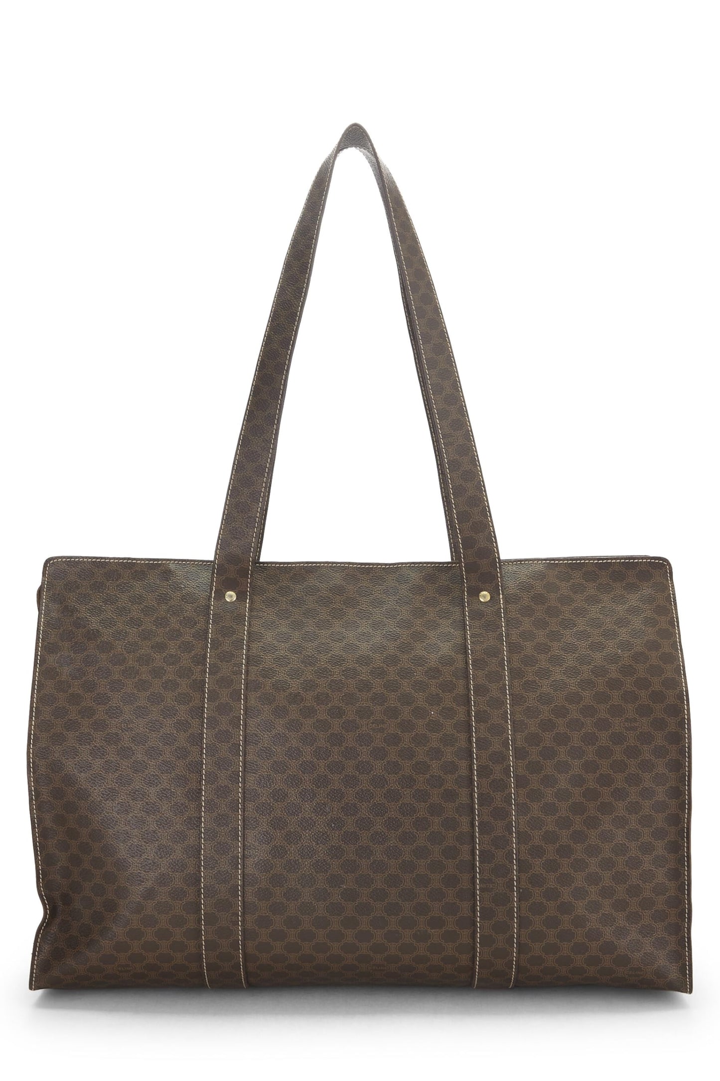 Céline, sac fourre-tout en toile enduite marron Macadam d'occasion, marron