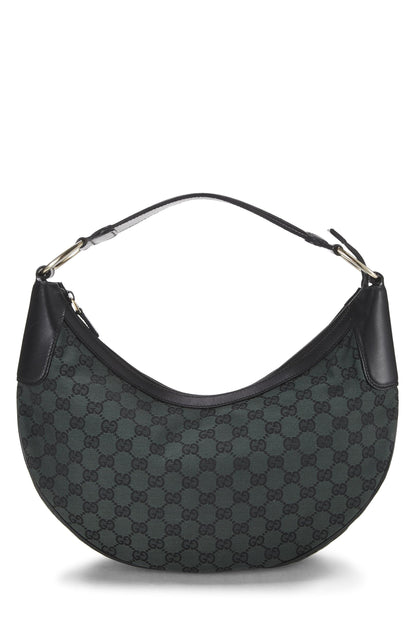 Gucci, sac hobo demi-lune en toile GG verte d'occasion, vert