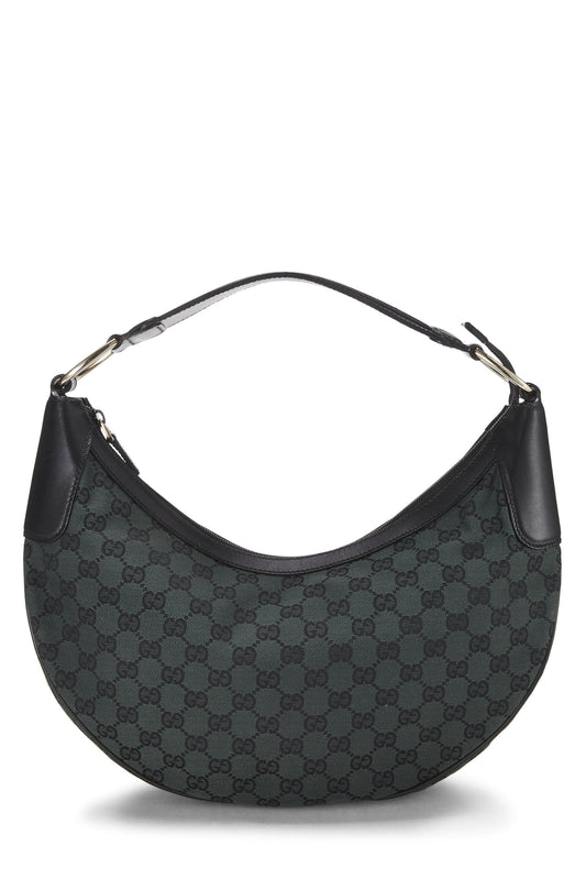 Gucci, Pre-Loved Green GG Canvas Half Moon Hobo, Green