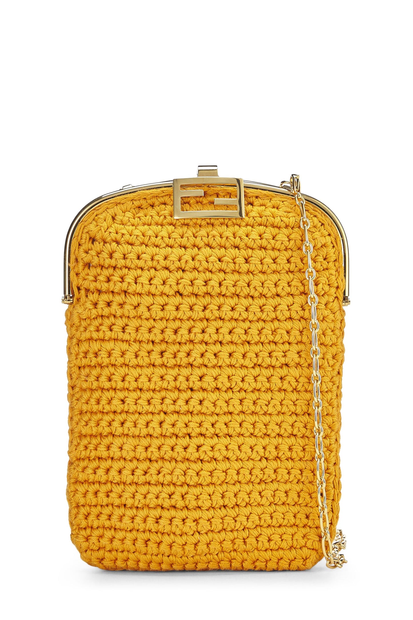 Fendi, Pre-Loved Orange Woven Phone Bag, Orange