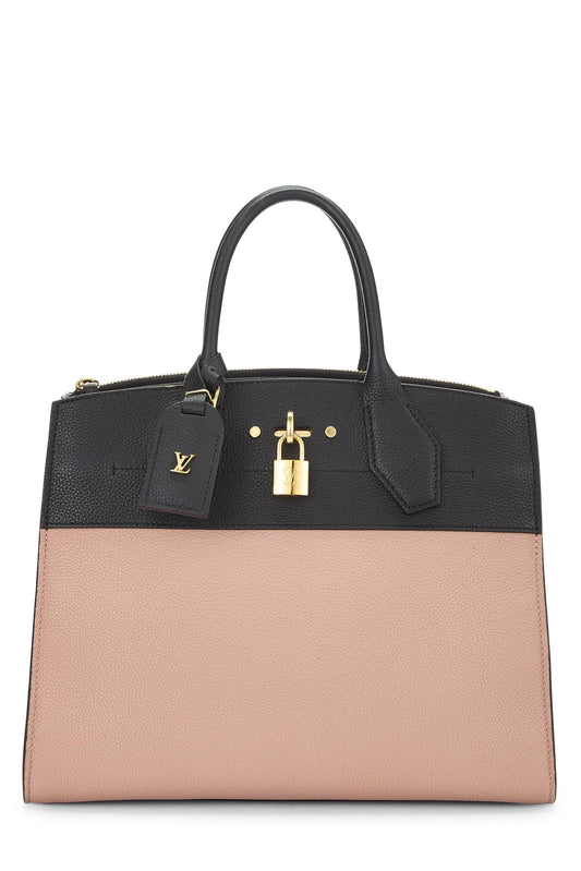 Louis Vuitton, City Steamer MM en cuir de veau bicolore rose et noir d'occasion, rose