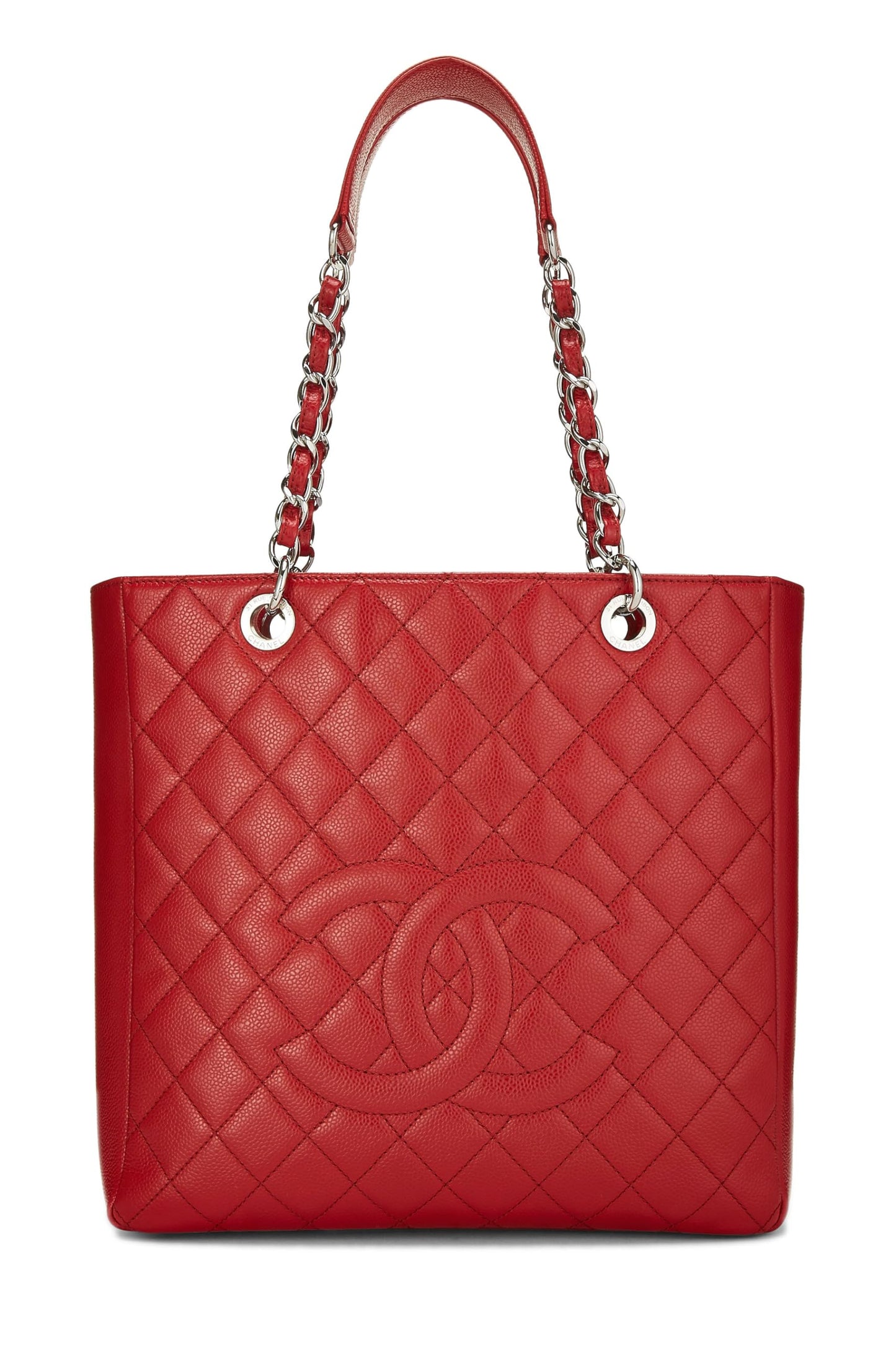 Chanel, sac cabas matelassé rouge Caviar Petite taille XL (PST) d'occasion, rouge