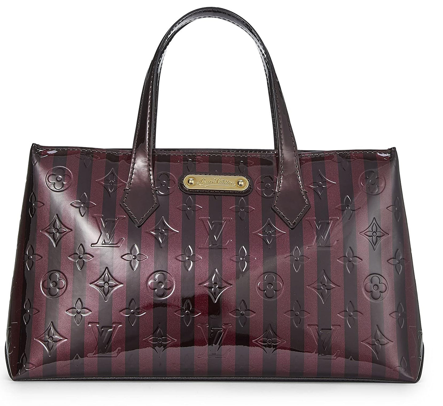 Louis Vuitton, Monogramme Griotte et Amarante pré-aimés Vernis Rayures Wilshire PM, Violet