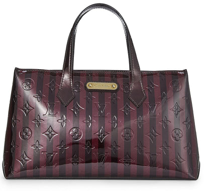 Louis Vuitton, Pre-Loved Griotte & Amarante Monogram Vernis Rayures Wilshire PM, Purple