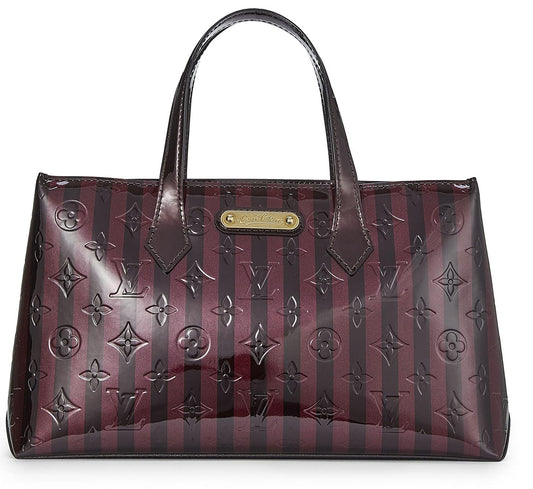 Louis Vuitton, Pre-Loved Griotte & Amarante Monogram Vernis Rayures Wilshire PM, Purple