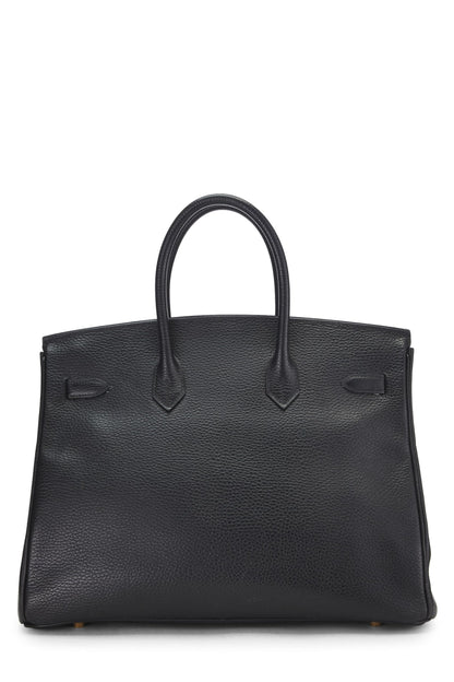 Hermès, Pre-Loved Black Ardennes Birkin 35, Negro