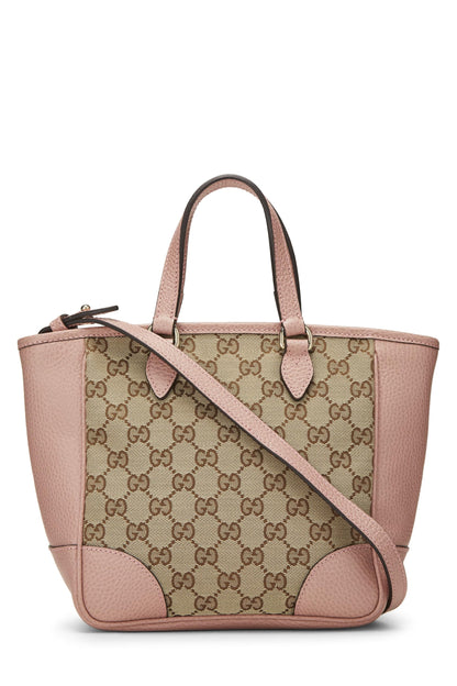 Gucci, sac fourre-tout Bree à poignée supérieure en toile GG rose d'occasion, petit modèle, rose