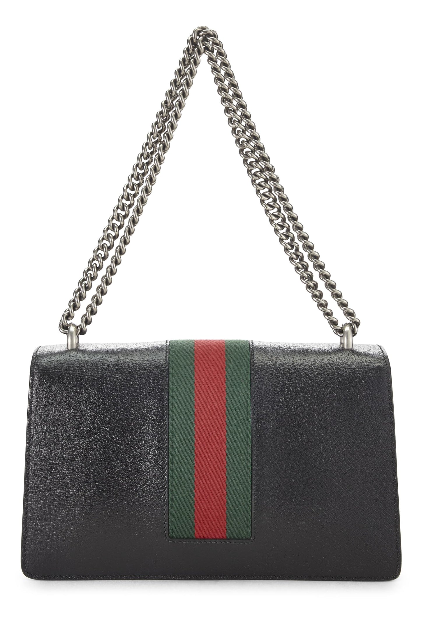 Gucci, Pre-Loved Black Leather Dionysus Web Shoulder Bag Small, Black