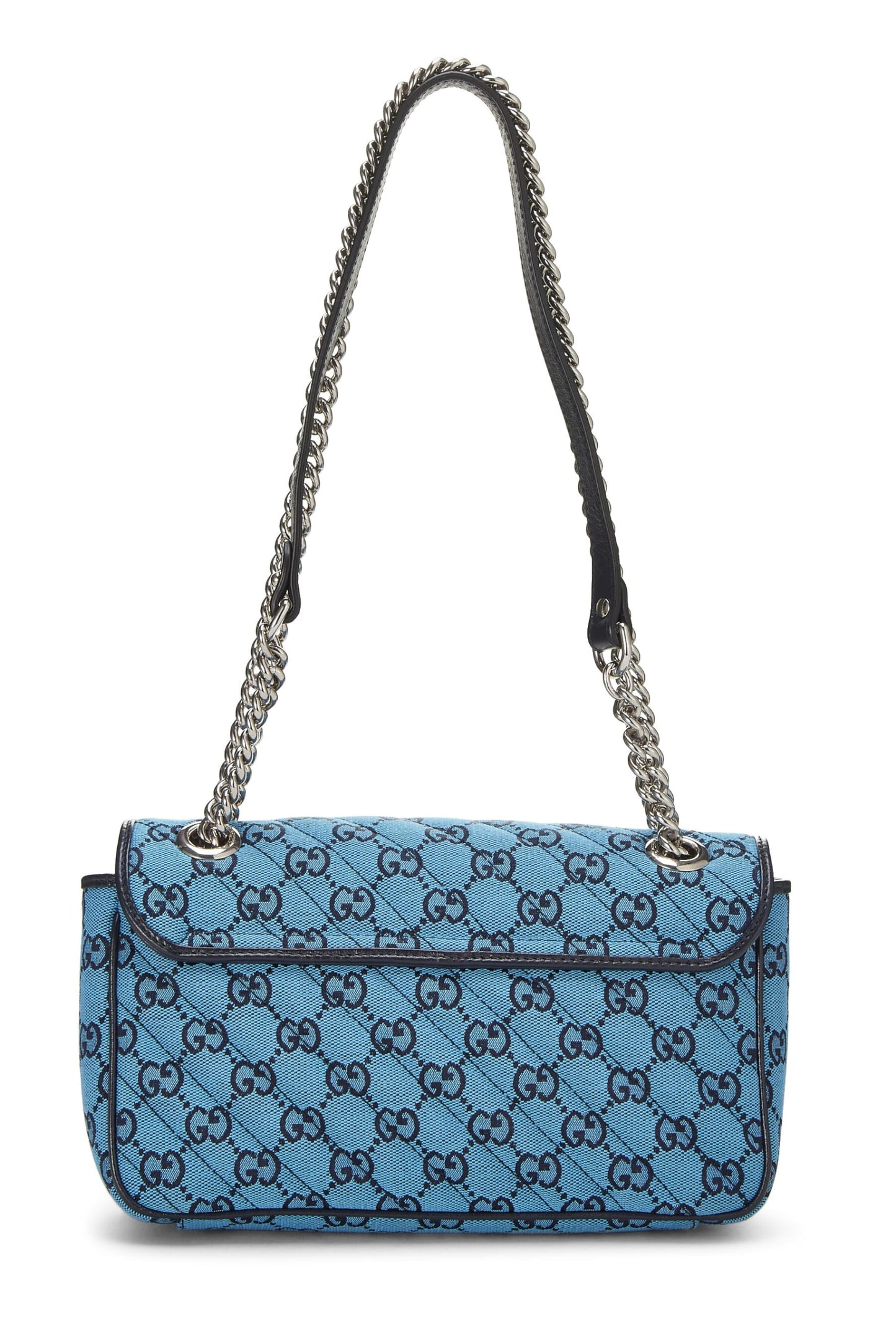 Gucci, sac à bandoulière Marmont en toile GG bleue d'occasion, petit modèle, bleu