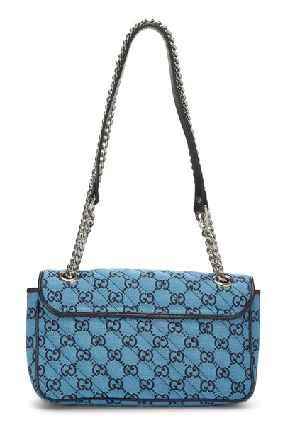 Gucci, Pre-Loved Blue GG Canvas Marmont Shoulder Bag Small, Blue