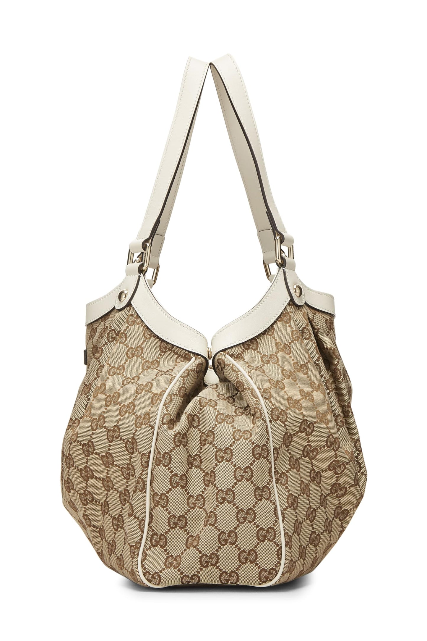 Gucci, sac fourre-tout Sukey en toile GG d'origine, crème, d'occasion, blanc