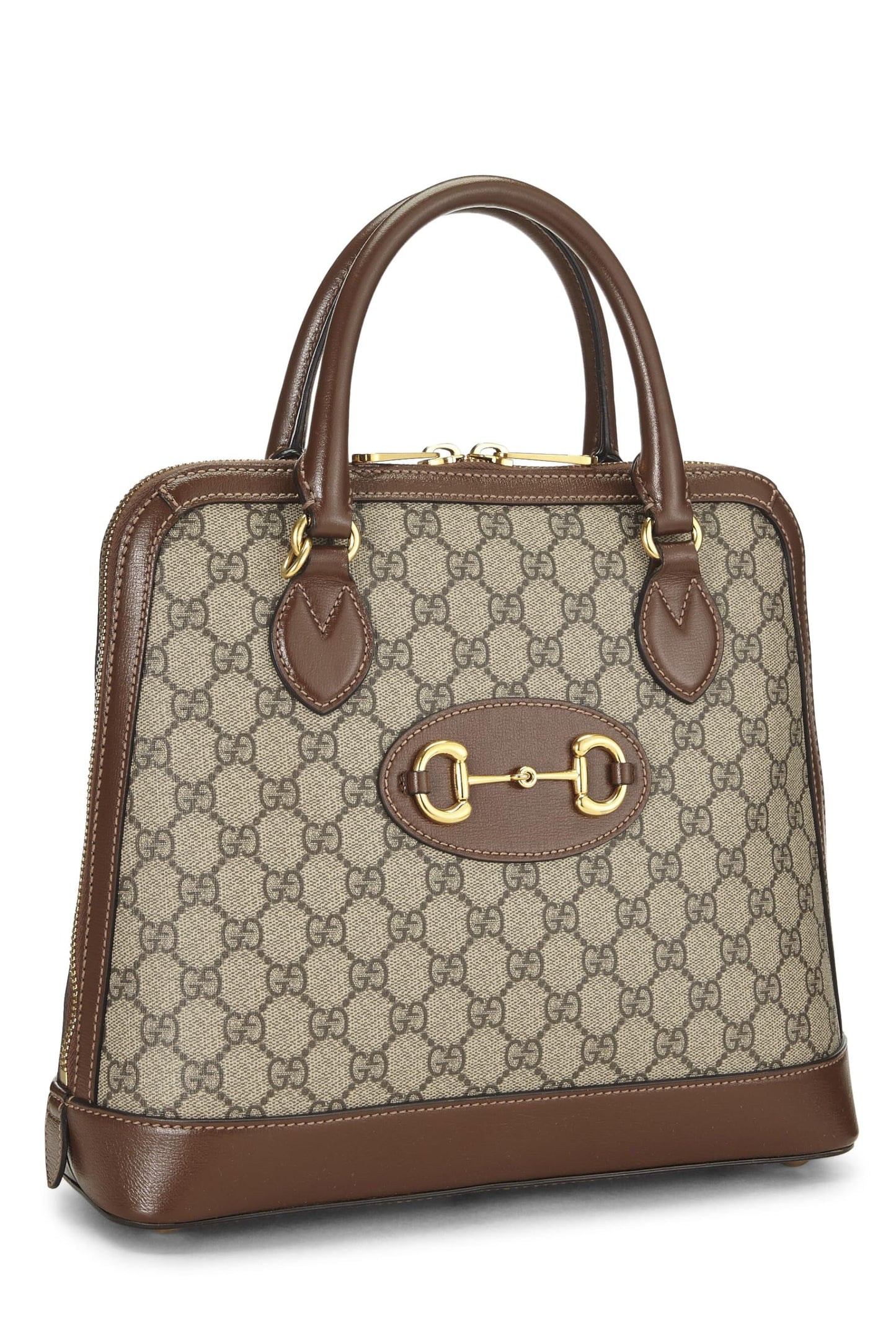 Gucci, sac à main marron d'occasion original GG Supreme 1955 Horsebit, marron