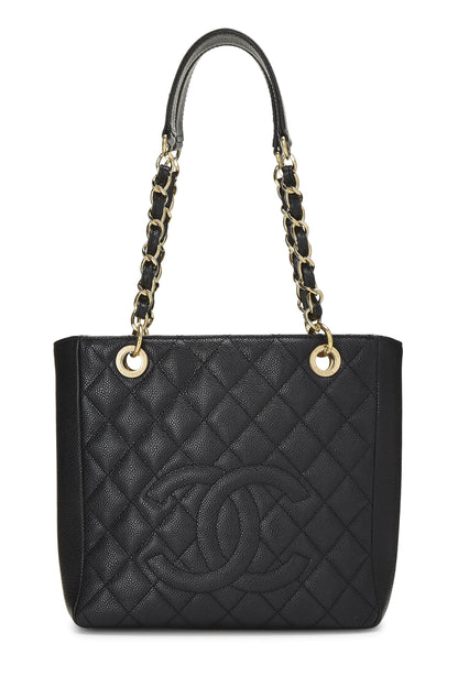 Chanel, Pre-Loved Black Quilted Caviar Petite Shopping Tote (PST), Black