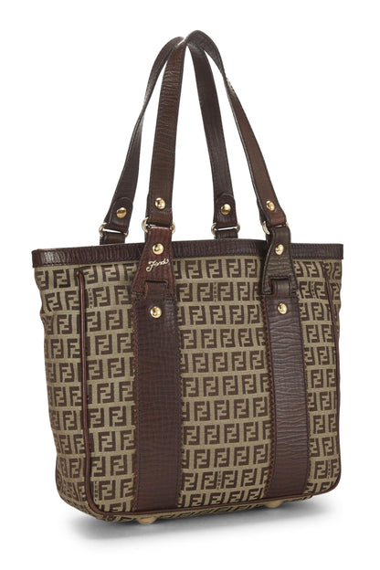 Fendi, sac fourre-tout en toile marron Zucchino, petit modèle, d'occasion, marron