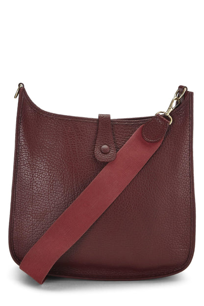 Hermès, Pre-Loved Burgundy Clemence Evelyne I GM, Burgundy