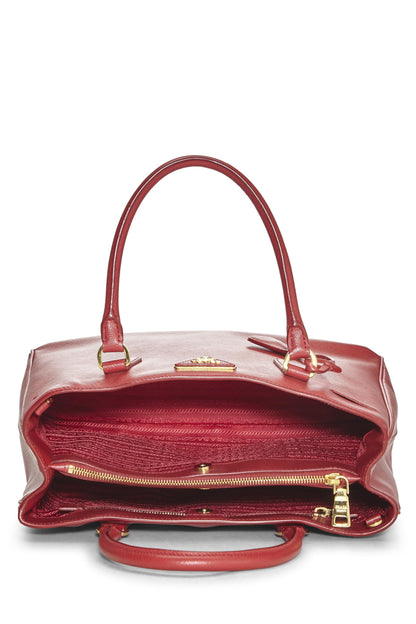 Prada, grand sac fourre-tout exécutif en saffiano rouge d'occasion, rouge