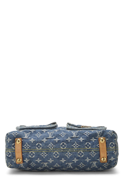 Louis Vuitton, sac à main Baggy GM en denim bleu monogrammé d'occasion, bleu