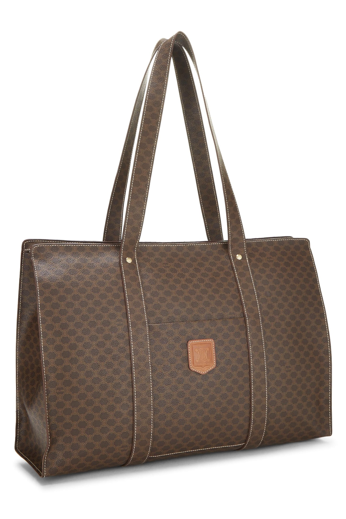 Céline, sac fourre-tout en toile enduite Macadam marron d'occasion, marron