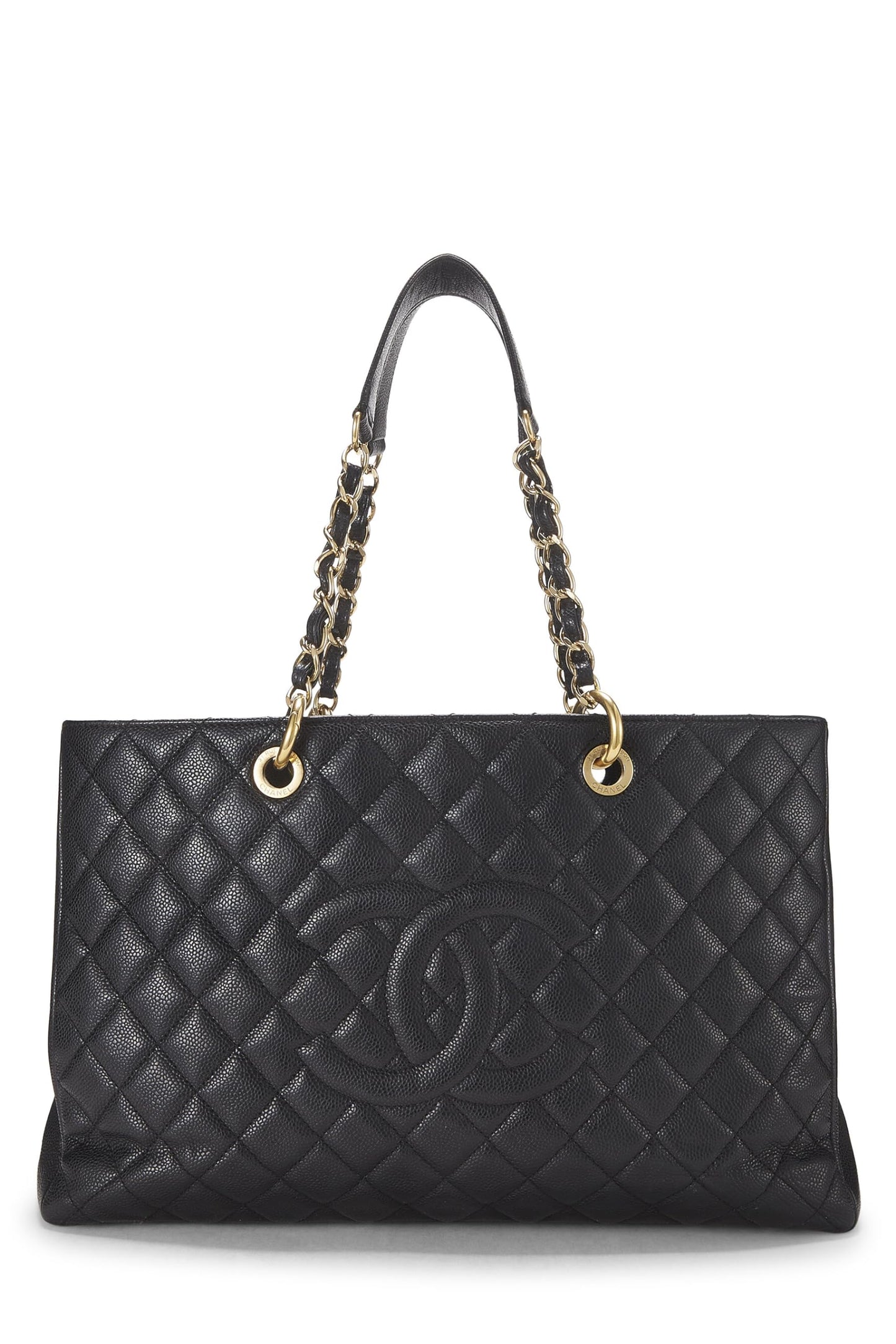 Chanel, Pre-Loved Black Quilted Caviar Grand Shopping Tote (GST), Black