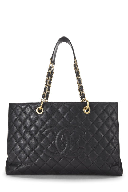 Chanel, Grand sac cabas matelassé noir Caviar d'occasion (GST), noir