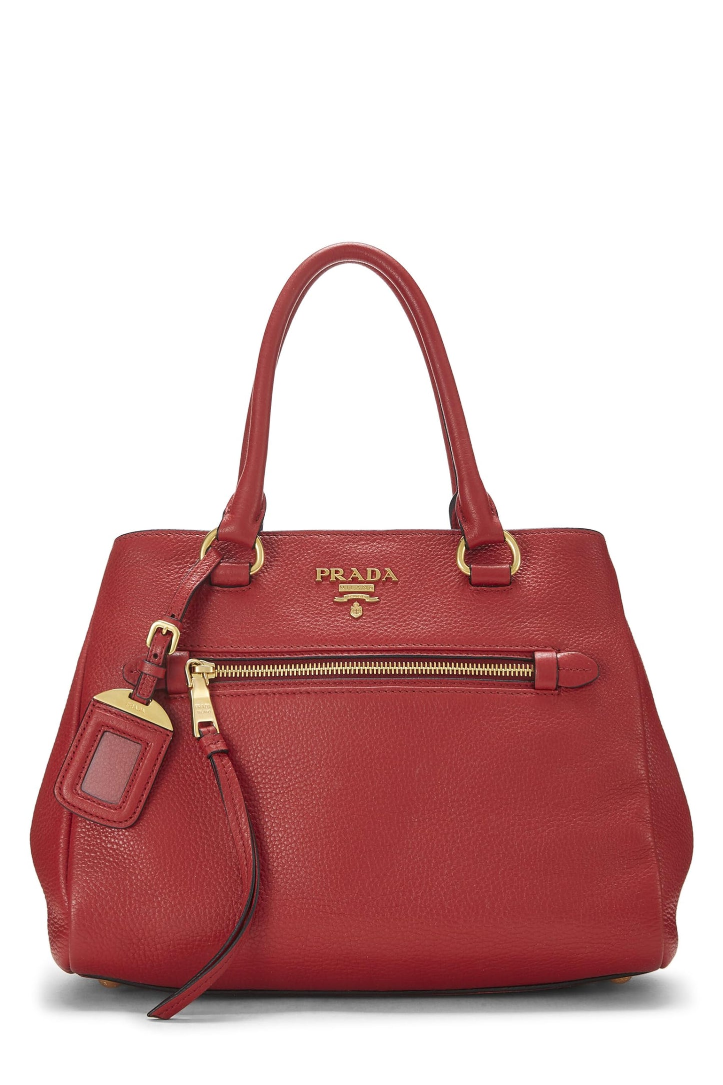 Prada, Bolso tote convertible pequeño Vitello Daino rojo Pre-Loved, Rojo