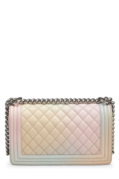 Chanel, Sac Boy matelassé Rainbow Caviar Medium d'occasion, multicolore