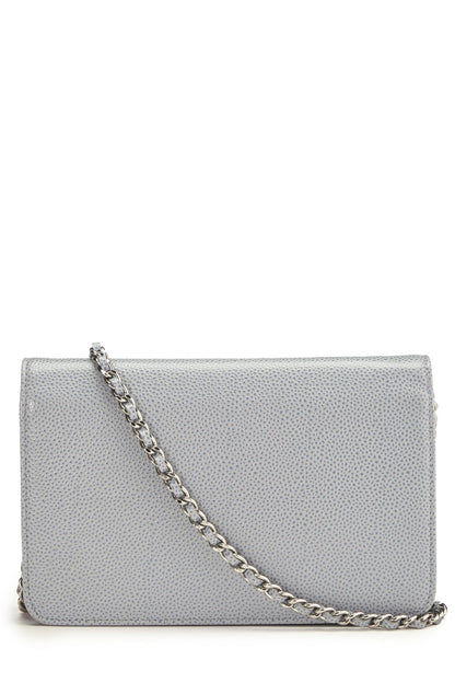 Chanel, Pre-Loved Blue Caviar Timeless Wallet on Chain (WOC), Blue