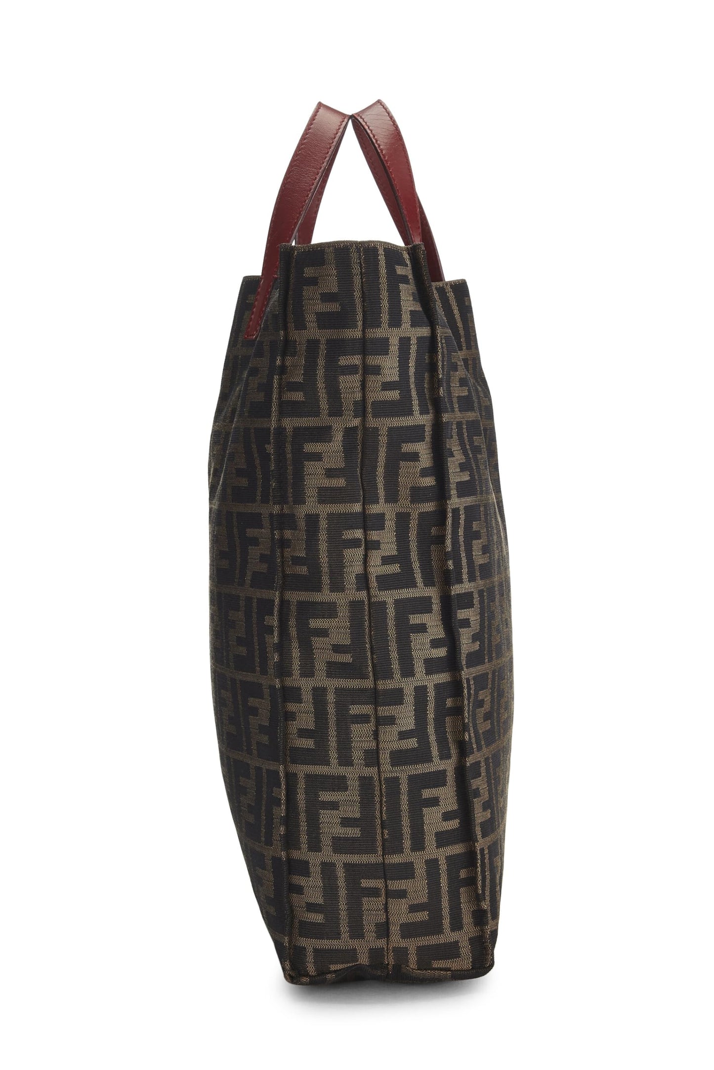 Fendi, sac fourre-tout vertical en toile marron Zucca de taille moyenne, rouge