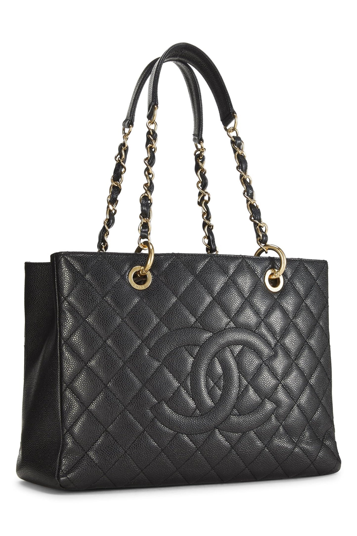 Chanel, Pre-Loved Black Quilted Caviar Grand Shopping Tote (GST), Black