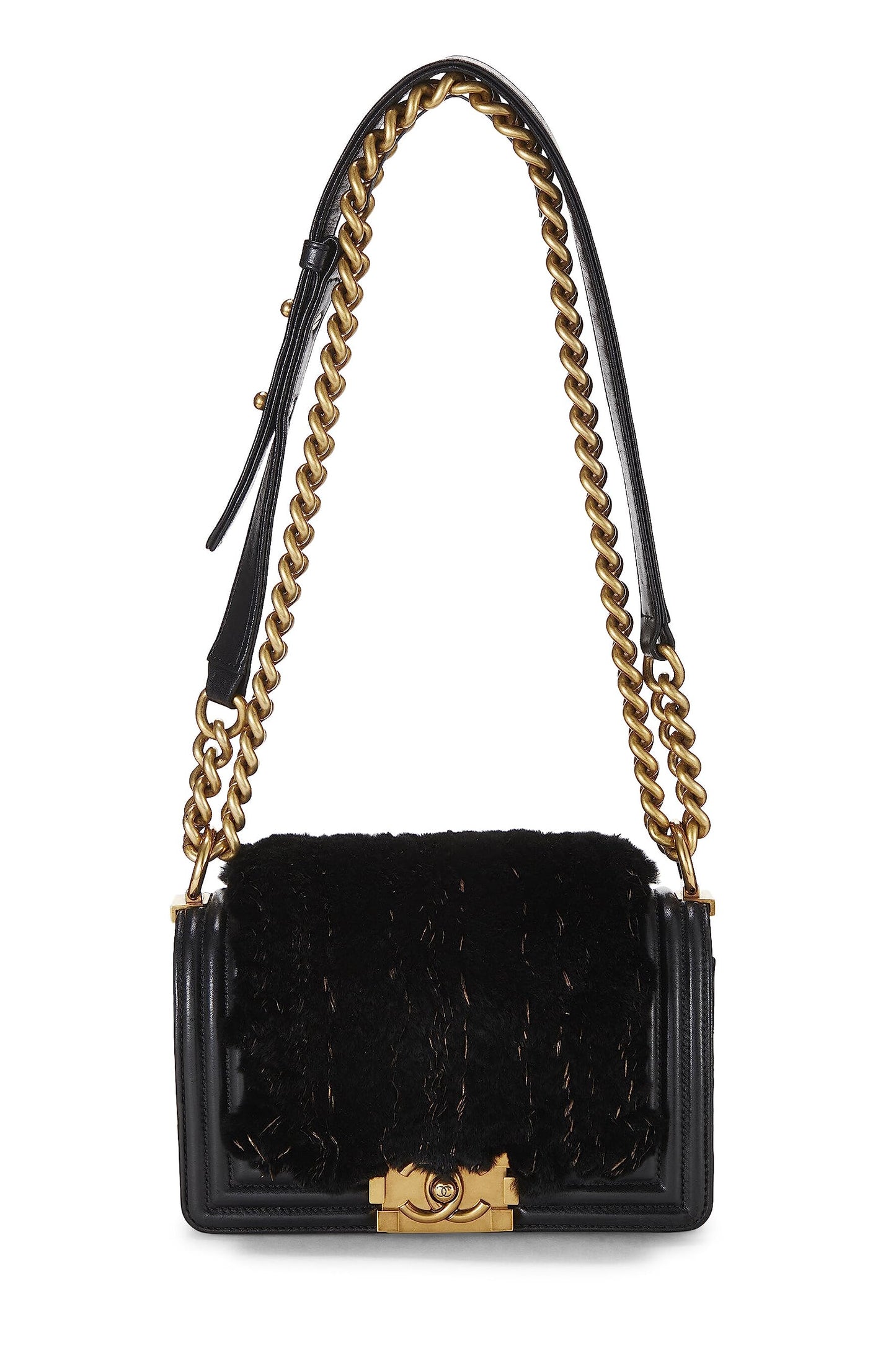 Chanel, Pre-Loved Black Lapin Boy Bag Small, Black