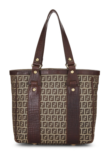 Fendi, Pre-Loved Brown Zucchino Canvas Tote Small, Brown