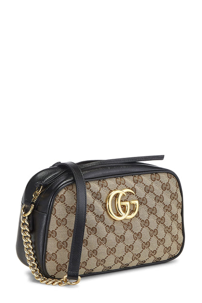 Gucci, sac à bandoulière Marmont en toile GG d'occasion, petit modèle, noir