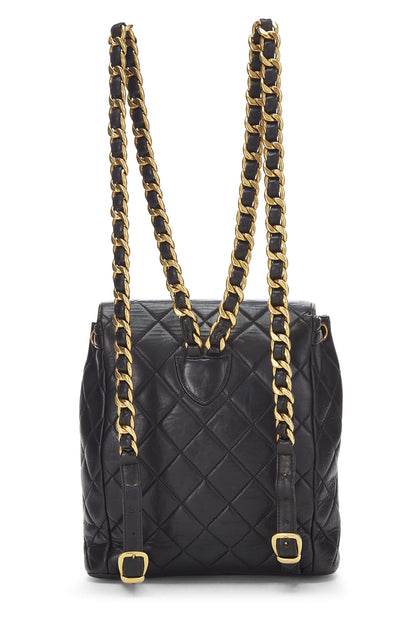 Chanel, Mochila clásica pequeña 'CC' de piel de cordero acolchada negra Pre-Loved, Negro