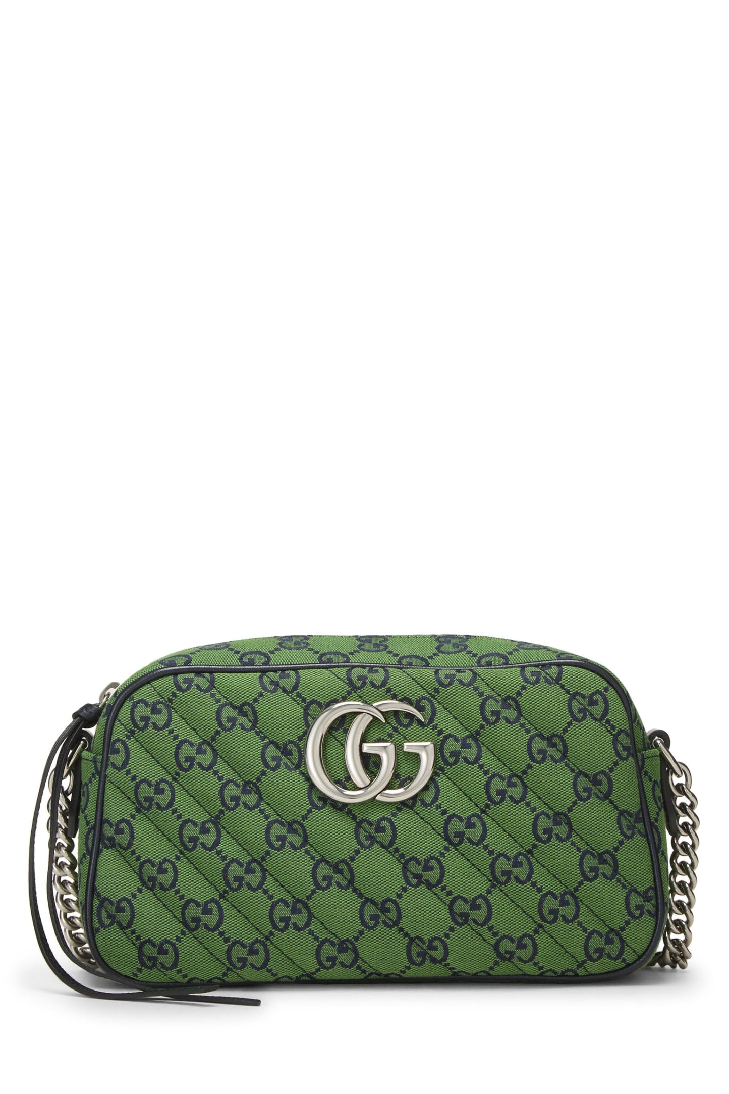 Gucci, Pre-Loved Green Original GG Canvas Matelassé Marmont Crossbody Small, Green