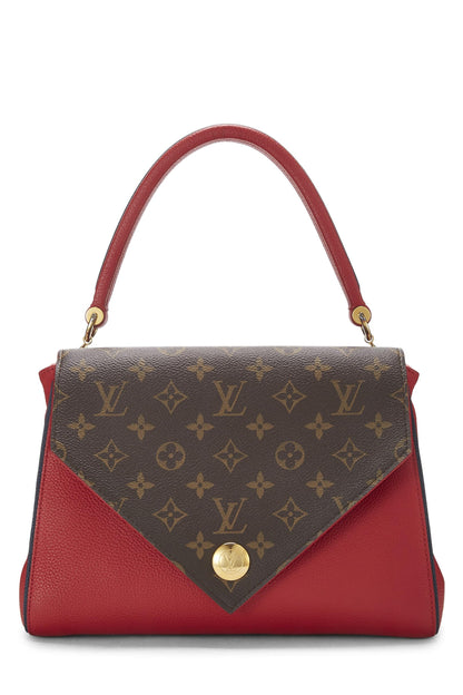 Louis Vuitton, sac Double V en cuir monogrammé rouge d'occasion, rouge