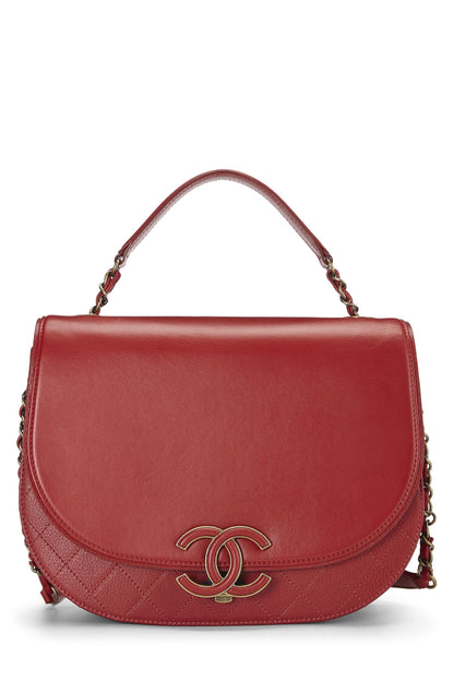 Chanel, Pre-Loved Red Calfskin Coco Curve Flap Medium, Red