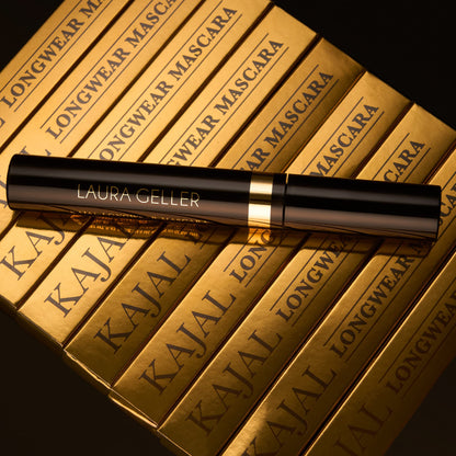 LAURA GELLER NEW YORK Kajal Longwear Mascara - Lengthening, Defining, Curling, Buildable Formula Eye Makeup - Innovative Curling Brush - 1 count