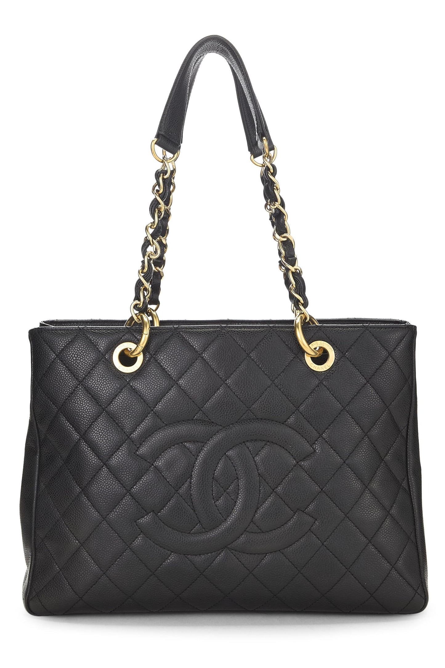 Chanel, Pre-Loved Black Quilted Caviar Grand Shopping Tote (GST), Black