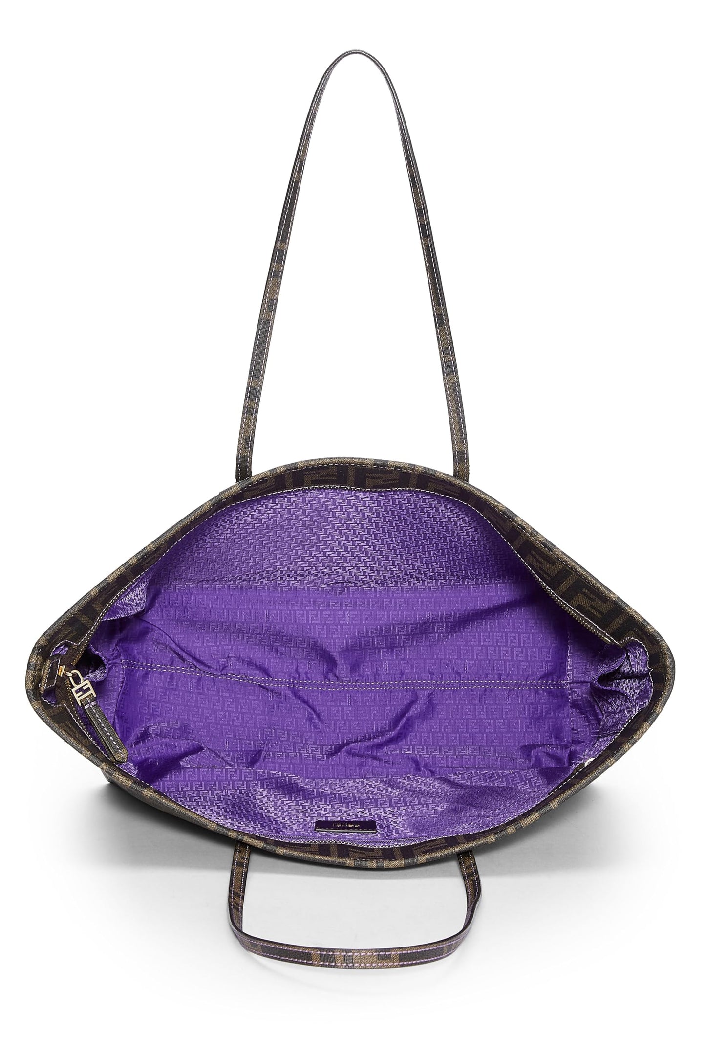 Fendi, Bolso tote enrollable de lona revestida de Zucca en color morado Pre-Loved, Púrpura