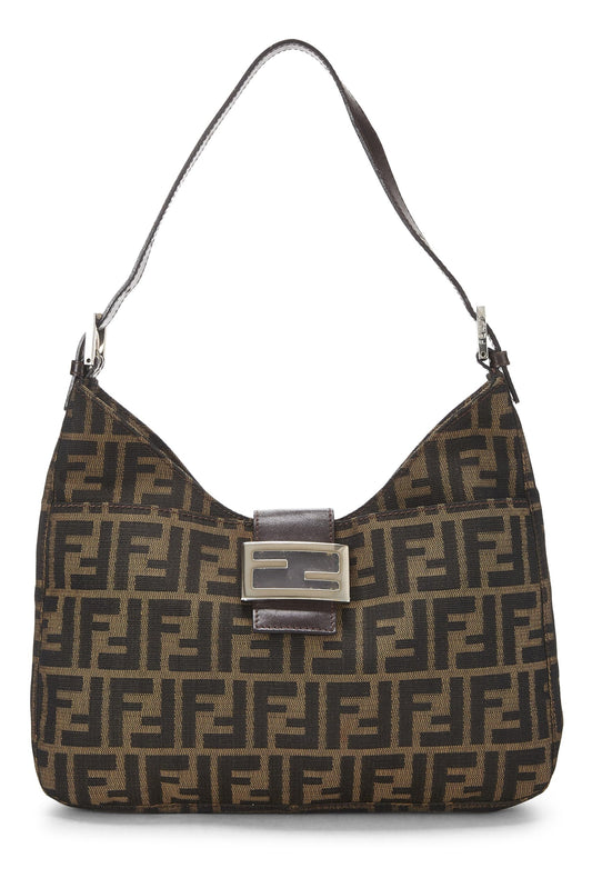 Fendi, sac à bandoulière en toile marron Zucca d'occasion, marron